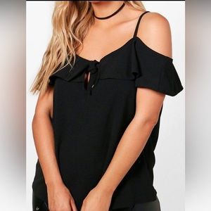 Black cami with loose sleeves. 12 from Boohoo